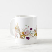 レターA -金ゴールドフローラシスター同僚へのギフトbff コーヒーマグカップ (正面左)