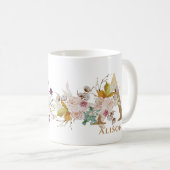 レターA -金ゴールドフローラ名姉妹同僚の友人 コーヒーマグカップ (正面右)