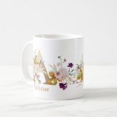 レターA -金ゴールドフローラ名姉妹同僚の友人 コーヒーマグカップ (正面左)