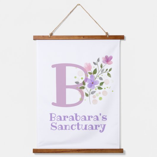 レターBと名(フローラデザイン) 吊り下げ型タペストリー (正面)