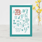 レターBイニシャル名アルファベット誕生日ティール（緑がかった色）&赤 カード (黄色い花)