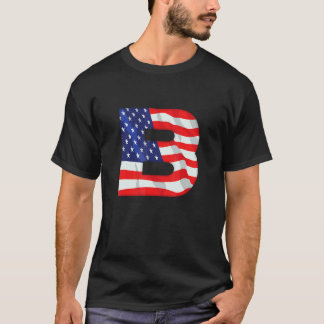 レターBキャピタルアルファベットアメリカ国旗のモノガー Tシャツ