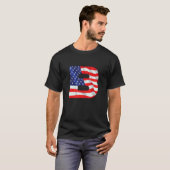 レターBキャピタルアルファベットアメリカ国旗のモノガー Tシャツ (正面フル)