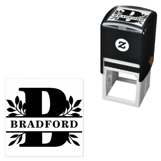 レターBクラシック葉ファミリー名モノグラム セルフインキングスタンプ (インサイチュ)
