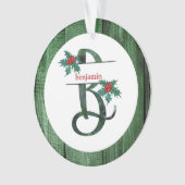 *~*レターBクリスマスフォト素朴ウッドAP44 オーナメント (正面)