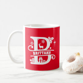 レターBクリスマスモノグラムイニシャル名赤 コーヒーマグカップ