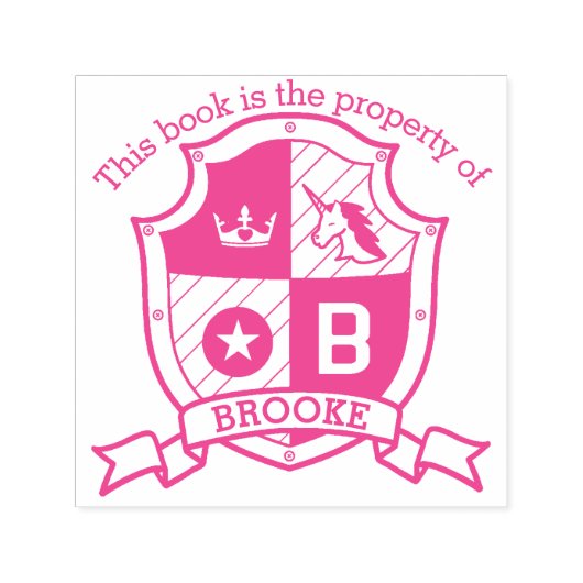 レターBクレスト名前をカスタムするユニコーンライブラリスタンプ セルフインキングスタンプ (デザイン)