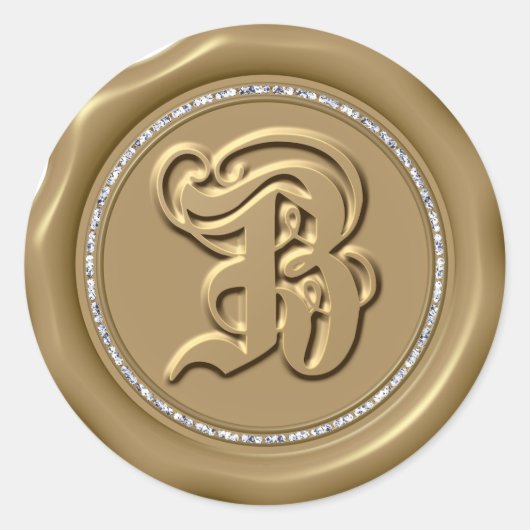 *~*レターBダイヤモンドサークル金ゴールドワックスシール ラウンドシール (正面)