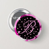 レターBダイヤモンドモノグラムピンクダイヤモンドパターン 缶バッジ (正面&裏面)