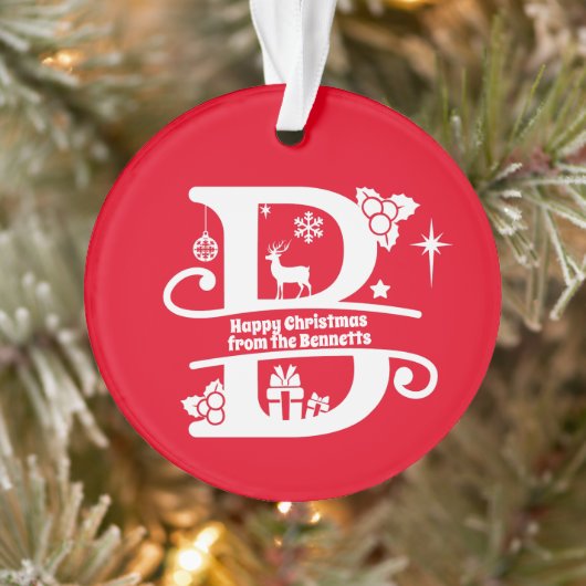 レターBモノグラムイニシャル名挨拶 オーナメント (ツリー)