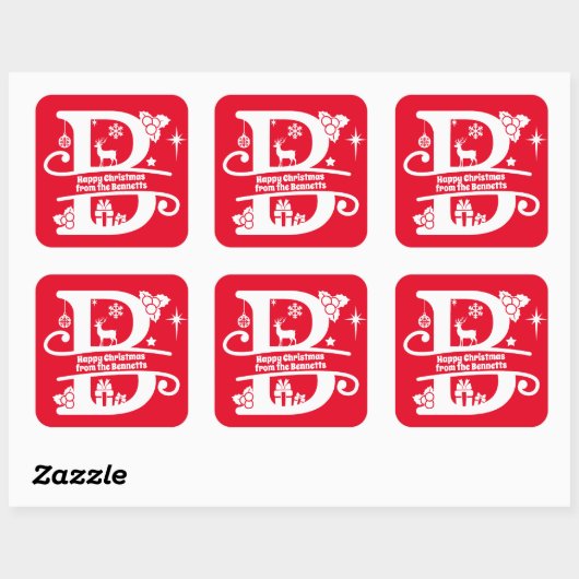 レターBモノグラムイニシャル名挨拶 スクエアシール (シート)