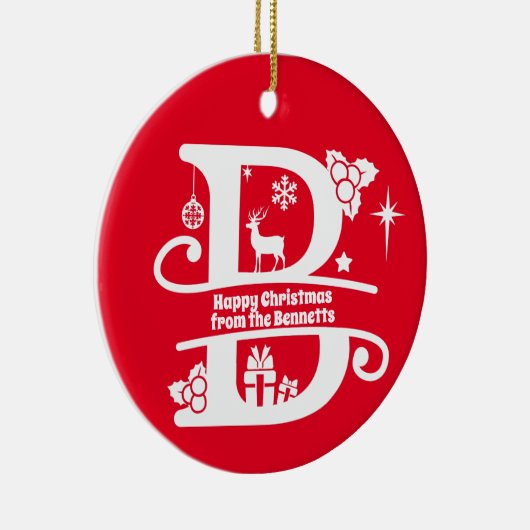 レターBモノグラムイニシャル名挨拶 セラミックオーナメント (右)