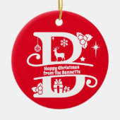 レターBモノグラムイニシャル名挨拶 セラミックオーナメント (正面)