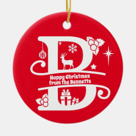 レターBモノグラムイニシャル名挨拶 セラミックオーナメント