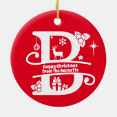 レターBモノグラムイニシャル名挨拶 セラミックオーナメント (裏面)