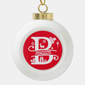 レターBモノグラムイニシャル名挨拶 セラミックボールオーナメント (正面)