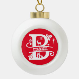 レターBモノグラムイニシャル名挨拶 セラミックボールオーナメント