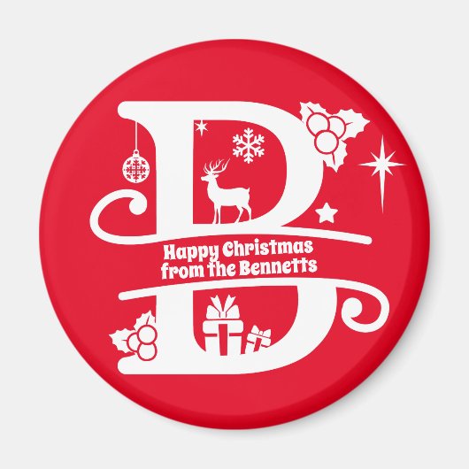 レターBモノグラムイニシャル名挨拶 マグネット (正面)