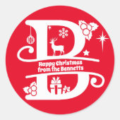 レターBモノグラムイニシャル名挨拶 ラウンドシール (正面)