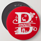 レターBモノグラムイニシャル名挨拶 缶バッジ (正面&裏面)