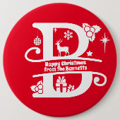 レターBモノグラムイニシャル名挨拶 缶バッジ (正面)