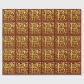 レターB先頭文字フェイク金ゴールド赤 ラッピングペーパー (フラット)