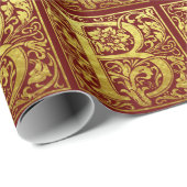 レターB先頭文字フェイク金ゴールド赤 ラッピングペーパー (ロールコーナー)