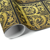 レターB先頭文字フェイク金ゴールド黒 ラッピングペーパー (ロールコーナー)
