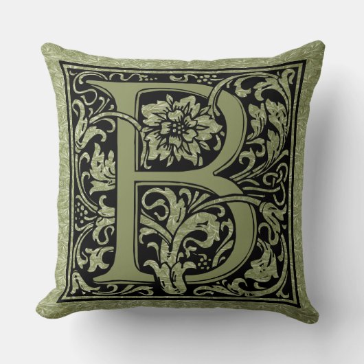 レターB最初の文字モノグラム クッション (正面)