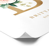 レターB赤面フローラモノグラムゴールドフォイル子供部屋 ポスター (角)