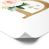 レターB赤面フローラモノグラムフェイクゴールドフォイル ポスター (角)