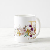 レターB -金ゴールドフローラ名姉妹の同僚の友人 コーヒーマグカップ (正面右)