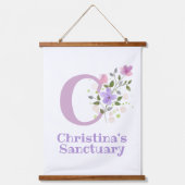 レターCと名(フローラデザイン) 吊り下げ型タペストリー (正面)