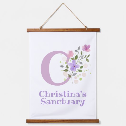 レターCと名(フローラデザイン) 吊り下げ型タペストリー (正面)