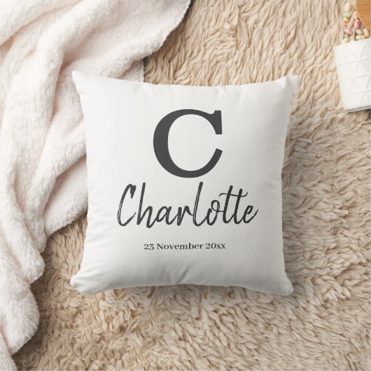 レターCのイニシャルパーソナライズされた名と日付 クッション (ブランケット)