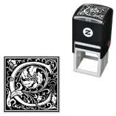 レターCアールヌーボー白黒タイル セルフインキングスタンプ (インサイチュ)