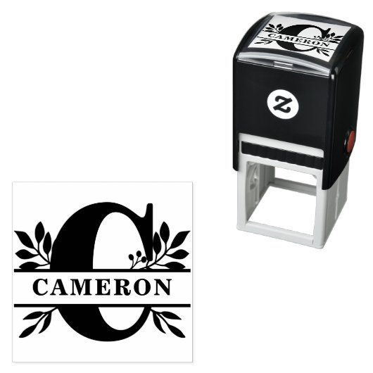 レターCクラシック葉ファミリー名モノグラム セルフインキングスタンプ (インサイチュ)