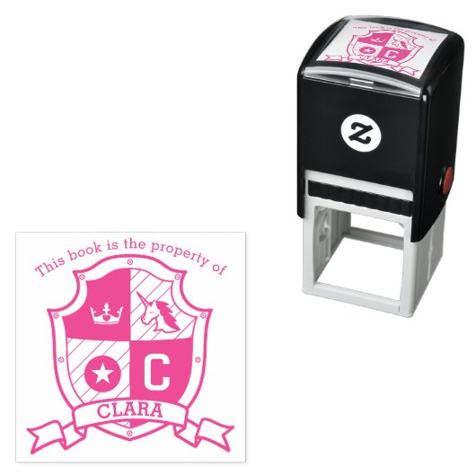 レターCクレスト名前をカスタムするユニコーンライブラリスタンプ セルフインキングスタンプ (インサイチュ)