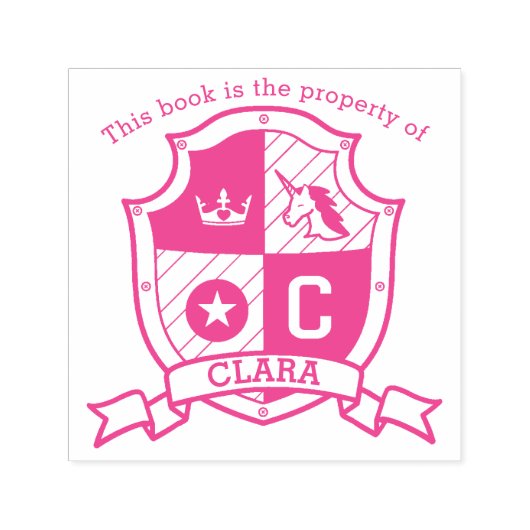 レターCクレスト名前をカスタムするユニコーンライブラリスタンプ セルフインキングスタンプ (デザイン)