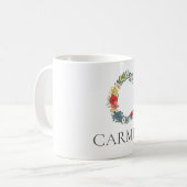 レターCフローラガーデンモノグラムパーソナライズ コーヒーマグカップ (正面左)