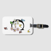 レターCフローラバタフライモノグラムイニシャル ラゲッジタグ (正面横)