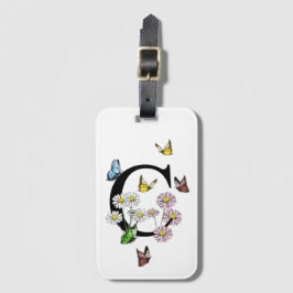 レターCフローラバタフライモノグラムイニシャル ラゲッジタグ