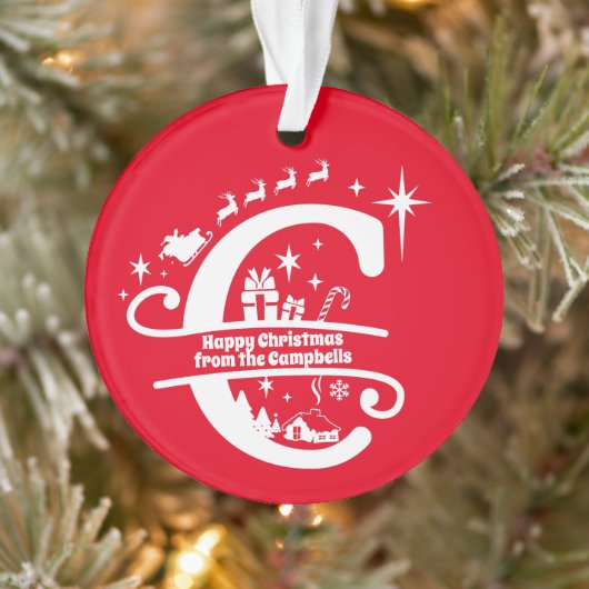 レターCモノグラムイニシャル名挨拶 オーナメント (ツリー)