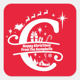 レターCモノグラムイニシャル名挨拶 スクエアシール