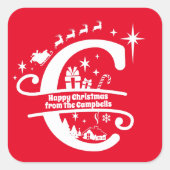 レターCモノグラムイニシャル名挨拶 スクエアシール (正面)