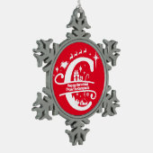 レターCモノグラムイニシャル名挨拶 スノーフレークピューターオーナメント (左)