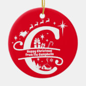 レターCモノグラムイニシャル名挨拶 セラミックオーナメント (正面)