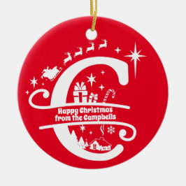 レターCモノグラムイニシャル名挨拶 セラミックオーナメント