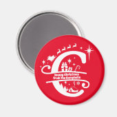 レターCモノグラムイニシャル名挨拶 マグネット (正面/裏面)