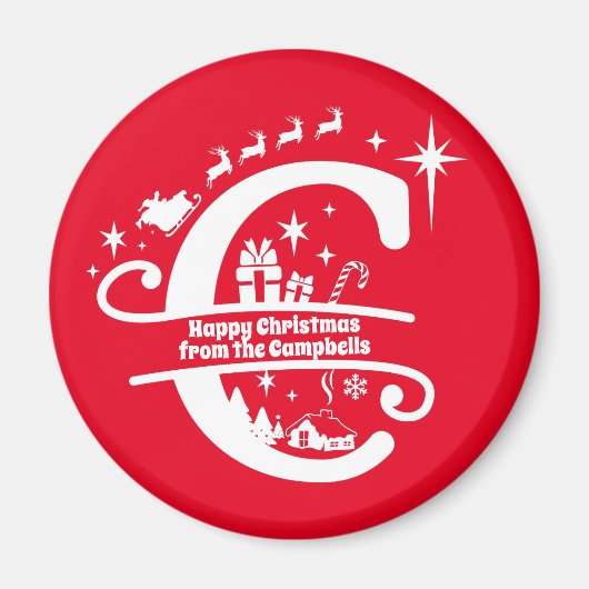 レターCモノグラムイニシャル名挨拶 マグネット (正面)